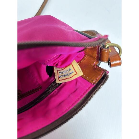 Dooney And Bourke Nylon Crossbody Vintage Shoulder Bag Pink Leather Strap Charm - Picture 8 of 9